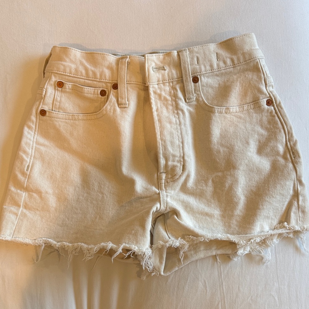Madewell Cream the Perfect Jean Shorts with Frayed Hem